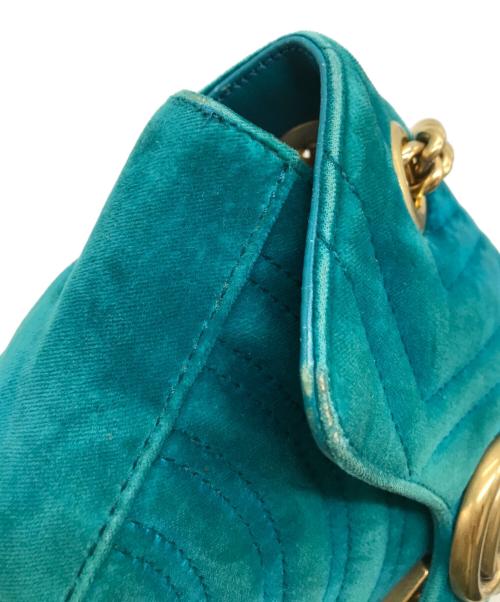 GUCCI（グッチ）GUCCI (グッチ) GGマーモントベルベッドチェーンショルダーバッグ ブルーの古着・服飾アイテム