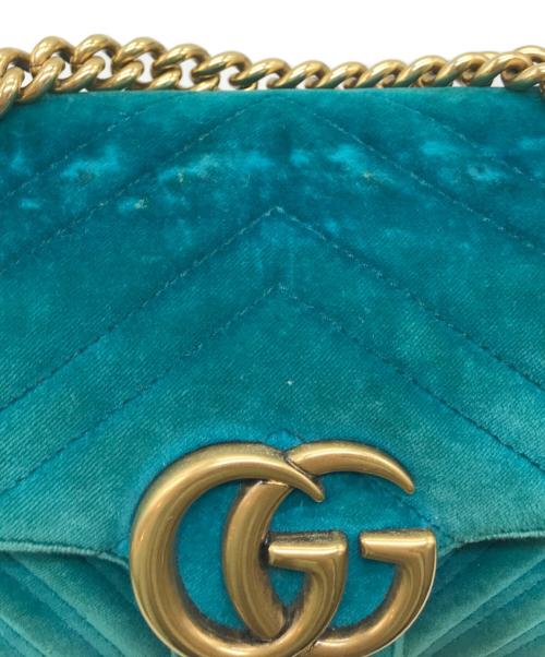 GUCCI（グッチ）GUCCI (グッチ) GGマーモントベルベッドチェーンショルダーバッグ ブルーの古着・服飾アイテム