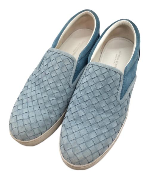 BOTTEGA VENETA（ボッテガベネタ）BOTTEGA VENETA (ボッテガベネタ) イントレチャートスリッポン ブルー サイズ:38 1/2の古着・服飾アイテム