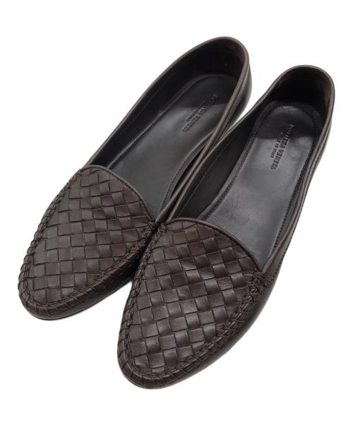 BOTTEGA VENETA（ボッテガベネタ）BOTTEGA VENETA (ボッテガベネタ) イントレチャートヒールローファー ブラウン サイズ:不明の古着・服飾アイテム