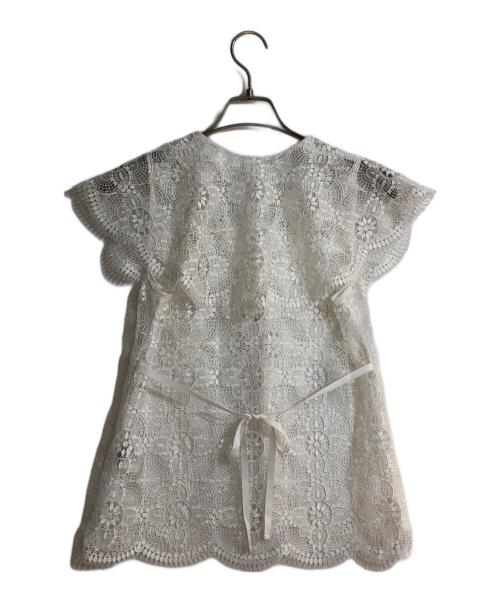 LE CIEL BLEU（ルシェルブルー）LE CIEL BLEU (ルシェルブルー) クロシェレースシャツ ホワイト サイズ:36の古着・服飾アイテム