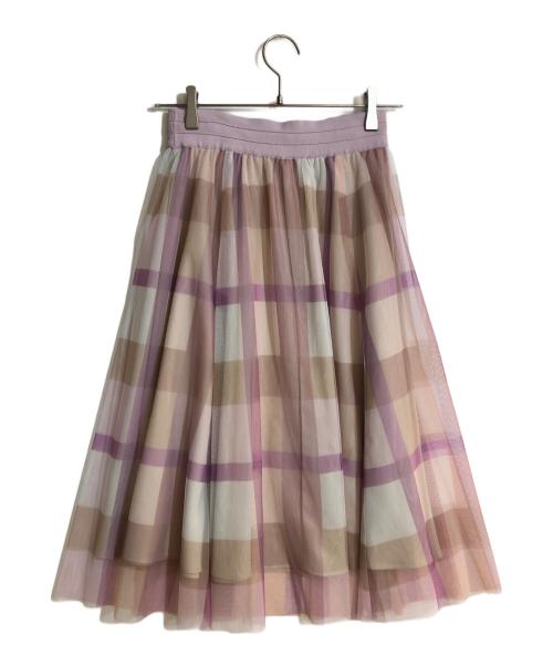 BLUE LABEL CRESTBRIDGE（ブルーレーベルクレストブリッジ）BLUE LABEL CRESTBRIDGE (ブルーレーベルクレストブリッジ) チェックチュールプリントセットアップワンピース ピンク サイズ:36の古着・服飾アイテム