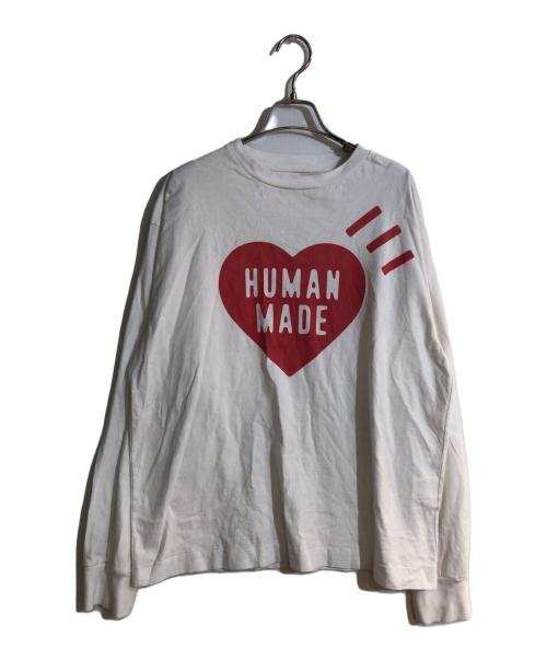 HUMAN MADE（ヒューマンメイド）HUMAN MADE (ヒューマンメイド) ロゴプリントロングスリーブカットソー ホワイト サイズ:Lの古着・服飾アイテム