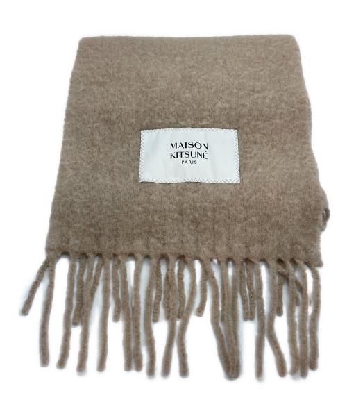 maison kitsune（メゾンキツネ）MAISON KITSUNE (メゾンキツネ) BABY ALPACA PLAIN SCARF ベージュの古着・服飾アイテム
