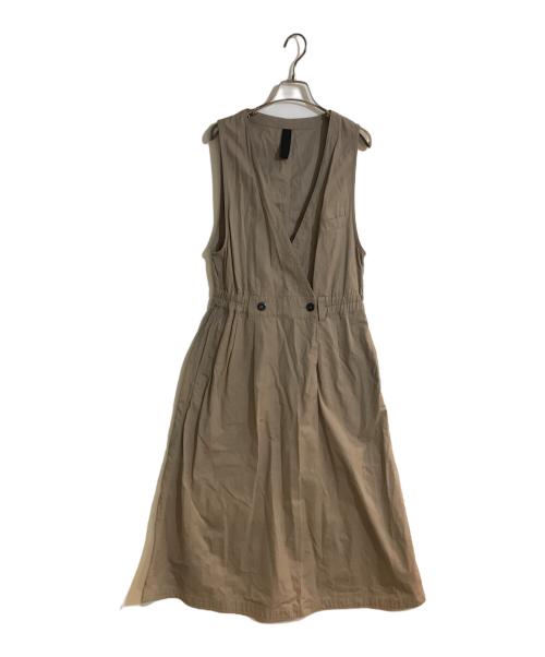 MHL（エムエイチエル）MHL (エムエイチエル) HIGH TWIST COTTON TWILL ノースリーブワンピース ベージュの古着・服飾アイテム