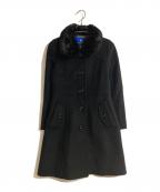 BLUE LABEL CRESTBRIDGEブルーレーベルクレストブリッジ）の古着「ファー付きウールコート」｜ブラック