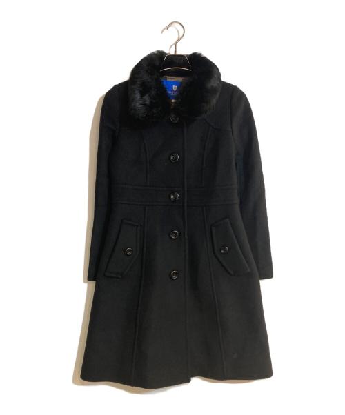 BLUE LABEL CRESTBRIDGE（ブルーレーベルクレストブリッジ）BLUE LABEL CRESTBRIDGE (ブルーレーベルクレストブリッジ) ファー付きウールコート ブラック サイズ:Lの古着・服飾アイテム