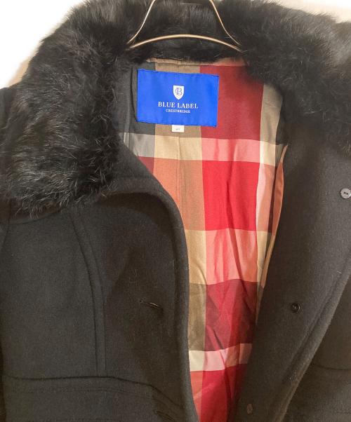 BLUE LABEL CRESTBRIDGE（ブルーレーベルクレストブリッジ）BLUE LABEL CRESTBRIDGE (ブルーレーベルクレストブリッジ) ファー付きウールコート ブラック サイズ:Lの古着・服飾アイテム