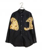COMME des GARCONS HOMME PLUSコムデギャルソンオムプリュス）の古着「花柄切替シャツ」｜ネイビー