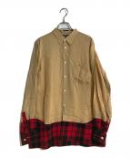 COMME des GARCONS HOMME PLUSコムデギャルソンオムプリュス）の古着「チェック切替シャツ」｜ベージュ