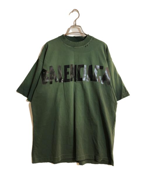 BALENCIAGA（バレンシアガ）BALENCIAGA (バレンシアガ) NewTapeTypeミディアムフィットTシャツ グリーン サイズ:XSの古着・服飾アイテム
