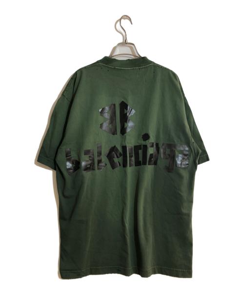 BALENCIAGA（バレンシアガ）BALENCIAGA (バレンシアガ) NewTapeTypeミディアムフィットTシャツ グリーン サイズ:XSの古着・服飾アイテム