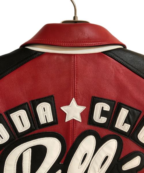 pellepelle（ペレペレ）pellepelle (ペレペレ) CLASSIC SODA CLUB レザージャケット ブラック×レッド サイズ:2XLの古着・服飾アイテム