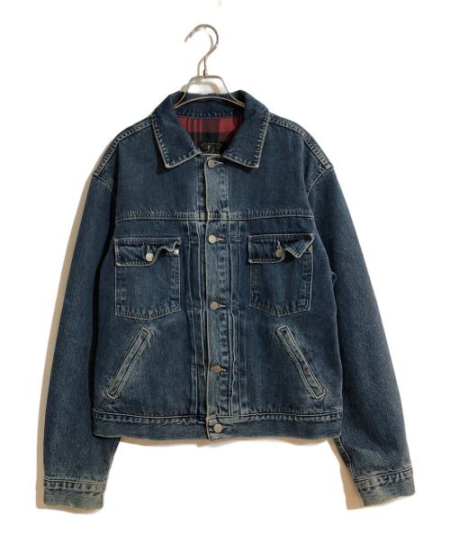 RRL（ダブルアールエル）RRL (ダブルアール) 2nd TYPE チェックライニングオールドデニムジャケット インディゴ サイズ:Lの古着・服飾アイテム