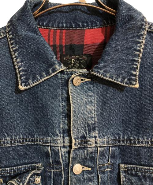 RRL（ダブルアールエル）RRL (ダブルアール) 2nd TYPE チェックライニングオールドデニムジャケット インディゴ サイズ:Lの古着・服飾アイテム