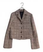 theoryセオリー）の古着「MULTICOLOR TWEED/PATCH CROP JKT/マルチカラーツイード パッチクロップジャケット」｜ピンク
