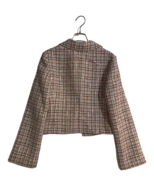 theory（セオリー）theory (セオリー) MULTICOLOR TWEED/PATCH CROP JKT/マルチカラーツイード パッチクロップジャケット ピンク 未使用品の古着・服飾アイテム