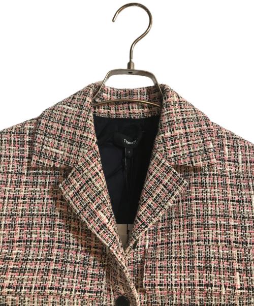 theory（セオリー）theory (セオリー) MULTICOLOR TWEED/PATCH CROP JKT/マルチカラーツイード パッチクロップジャケット ピンク 未使用品の古着・服飾アイテム