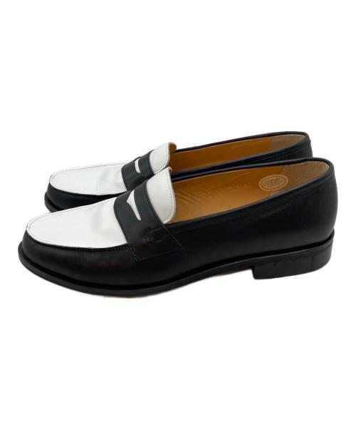 GINZA yoshinoya（銀座ヨシノヤ）GINZA yoshinoya (銀座ヨシノヤ) バイカラーコインローファー ブラック×ホワイト サイズ:23.5の古着・服飾アイテム