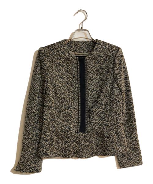 ETRO（エトロ）ETRO (エトロ) ノーカラーツイードジャケット ベージュ サイズ:42の古着・服飾アイテム