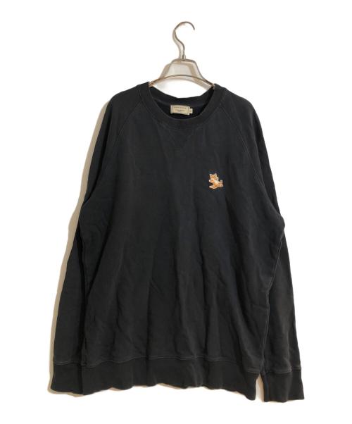 maison kitsune（メゾンキツネ）MAISON KITSUNE (メゾンキツネ) Chillax Fox Patch Classic Sweatshirt ブラック サイズ:XLの古着・服飾アイテム