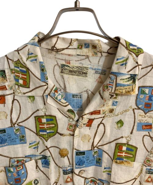 PAPAS ISLAND（パパス アイランド）PAPAS ISLAND (パパス アイランド) リネン半袖シャツ アイボリー サイズ:Lの古着・服飾アイテム