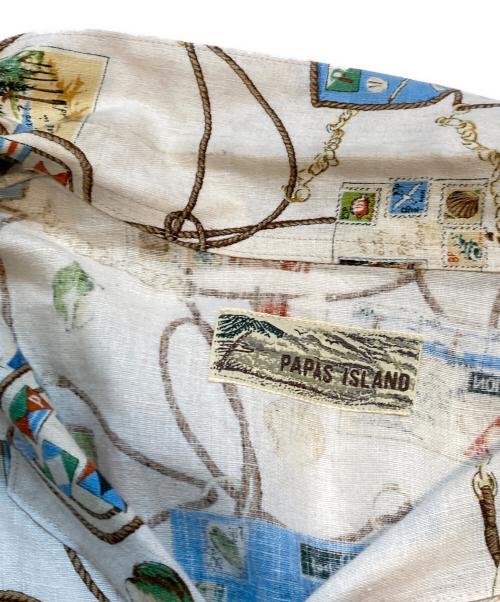 PAPAS ISLAND（パパス アイランド）PAPAS ISLAND (パパス アイランド) リネン半袖シャツ アイボリー サイズ:Lの古着・服飾アイテム