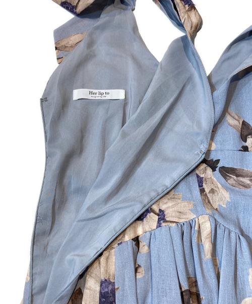 HER LIP TO（ハーリップトゥ）Her lip to (ハーリップトゥ) SunflowerPrintedMidiDres ブルー サイズ:Sの古着・服飾アイテム