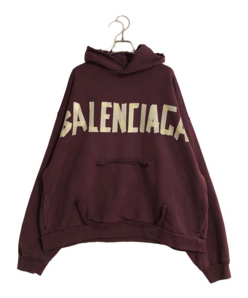 BALENCIAGA（バレンシアガ）BALENCIAGA (バレンシアガ) Ripped Pocket Hoodie レッド サイズ:Mの古着・服飾アイテム