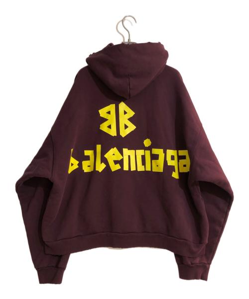 BALENCIAGA（バレンシアガ）BALENCIAGA (バレンシアガ) Ripped Pocket Hoodie レッド サイズ:Mの古着・服飾アイテム