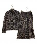 Salvatore Ferragamoサルヴァトーレ フェラガモ）の古着「フラワープリントニットセットアップ」｜ブラック