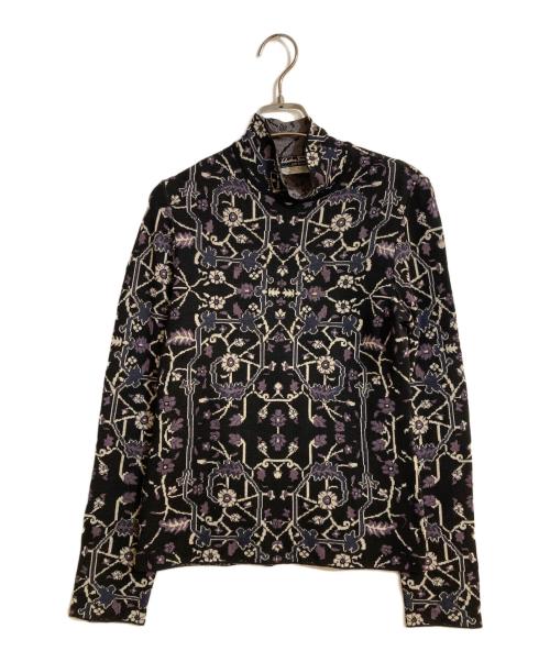 Salvatore Ferragamo（サルヴァトーレ フェラガモ）Salvatore Ferragamo (サルヴァトーレ フェラガモ) フラワープリントニットセットアップ ブラック サイズ:トップスM・スカートSの古着・服飾アイテム