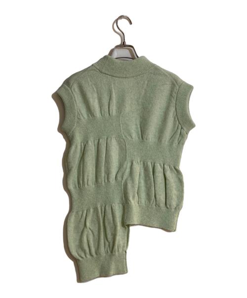 HOUGA（ホウガ）HOUGA (ホウガ) up-and-doun knit vest/アップアンドダウンニットベスト グリーン サイズ:Freeの古着・服飾アイテム