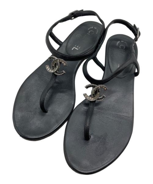 CHANEL（シャネル）CHANEL (シャネル) ココマークサンダル ブラック サイズ:36の古着・服飾アイテム