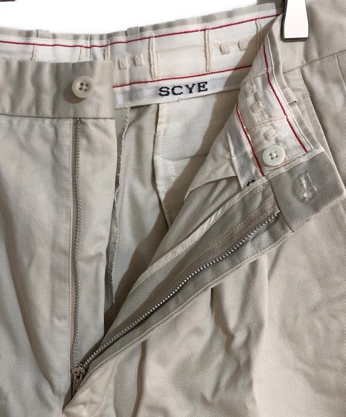 SCYE（サイ）SCYE (サイ) San Joaquin Cotton Tapered Pleated Trousers／サンホアキン コットン テーパード プリーツ トラウザー ベージュ サイズ:Lの古着・服飾アイテム