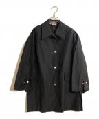 Salvatore Ferragamoサルヴァトーレ フェラガモ）の古着「金釦ナイロンステンカラーコート」｜ブラック