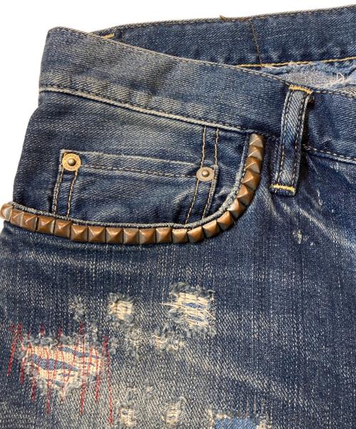 Hysteric Glamour（ヒステリックグラマー）Hysteric Glamour (ヒステリックグラマー) SP加工ダメージデニムパンツ ブルー サイズ:Mの古着・服飾アイテム