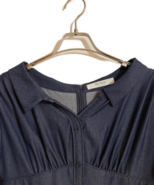 HER LIP TO（ハーリップトゥ）Her lip to (ハーリップトゥ) Pleated Open Shirt Dress ネイビー サイズ:Sの古着・服飾アイテム