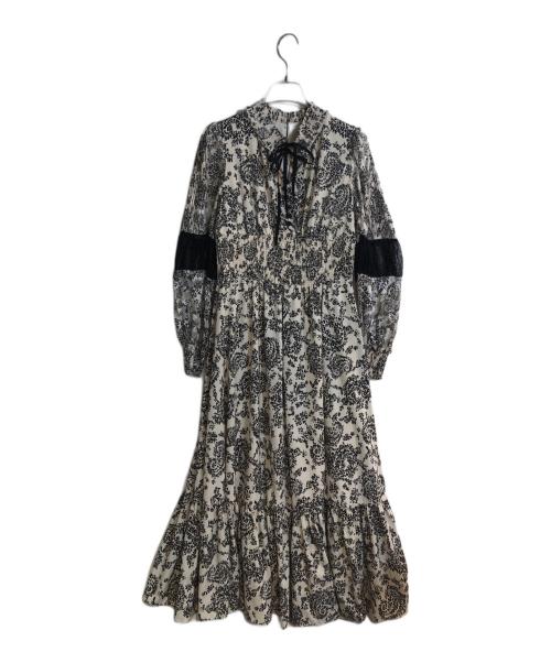 HER LIP TO（ハーリップトゥ）Her lip to (ハーリップトゥ) Winter Floral Long-sleeve Dress/ウィンターフローラルロングスリーブドレス ホワイト サイズ:Sの古着・服飾アイテム