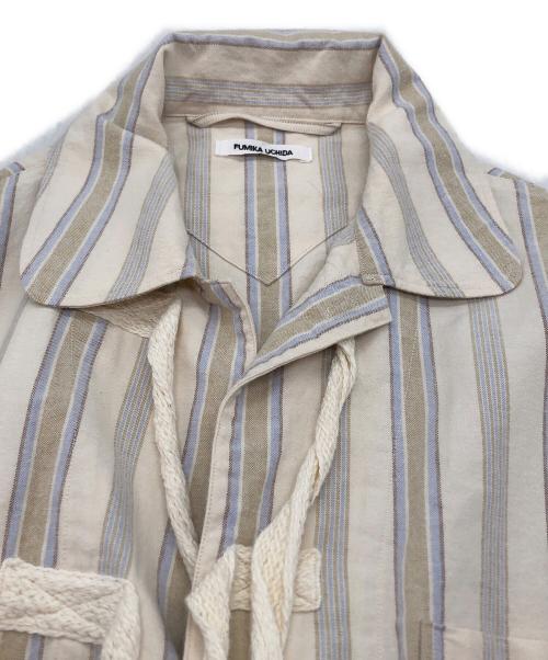 FUMIKA UCHIDA（フミカウチダ）FUMIKA UCHIDA (フミカウチダ) Striped Flannel/PAJAMA TOP/ストライプフランネル ベージュ サイズ:Mの古着・服飾アイテム