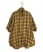 SSZエスエスズィー）の古着「半袖チェックシャツ」｜イエロー