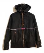 EA7イーエーセブン）の古着「ロゴテープナイロンフーデットジャケット」｜ブラック