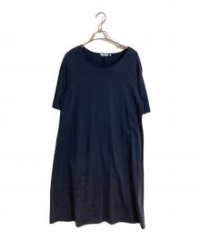 marimekko（マリメッコ）の古着「ウニッコ柄カットワークワンピース」｜ネイビー