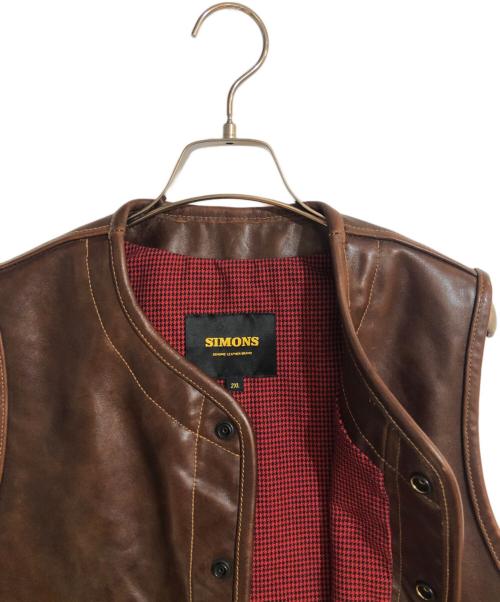 Simmons（シモンズ）Simmons (シモンズ) ホースレザーベスト ブラウン サイズ:2ＸＬの古着・服飾アイテム