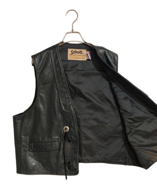 Schott（ショット）Schott (ショット) コンチョボタンレザーベスト ブラック サイズ:XXLの古着・服飾アイテム