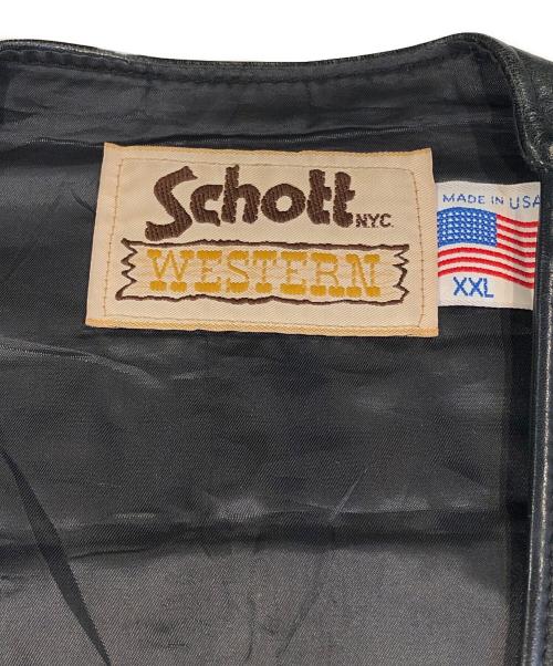 Schott（ショット）Schott (ショット) コンチョボタンレザーベスト ブラック サイズ:XXLの古着・服飾アイテム
