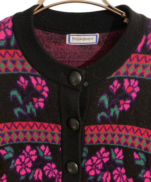 Yves Saint Laurent（イヴサンローラン）Yves Saint Laurent (イヴサンローラン) 総柄ニットカーディガン パープル サイズ:Mの古着・服飾アイテム