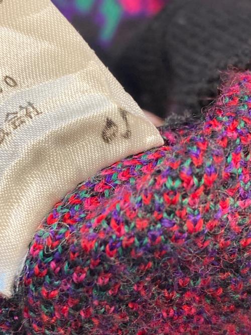 Yves Saint Laurent（イヴサンローラン）Yves Saint Laurent (イヴサンローラン) 総柄ニットカーディガン パープル サイズ:Mの古着・服飾アイテム