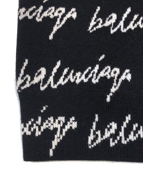 BALENCIAGA（バレンシアガ）BALENCIAGA (バレンシアガ) Scribble Crew Neck Jacquard Knit/スクリブルクルーネックジャガードニット ブラック サイズ:Mの古着・服飾アイテム