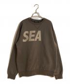 WIND AND SEAウィンダンシー）の古着「ロゴプリントクルーネックスウェット」｜オリーブ